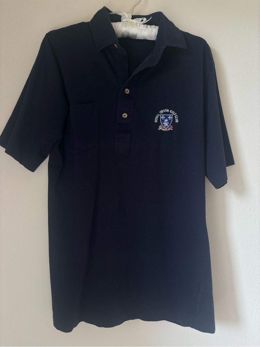 Royal Troon Club Navy Short-Sleeve Polo with Embroidered Crest